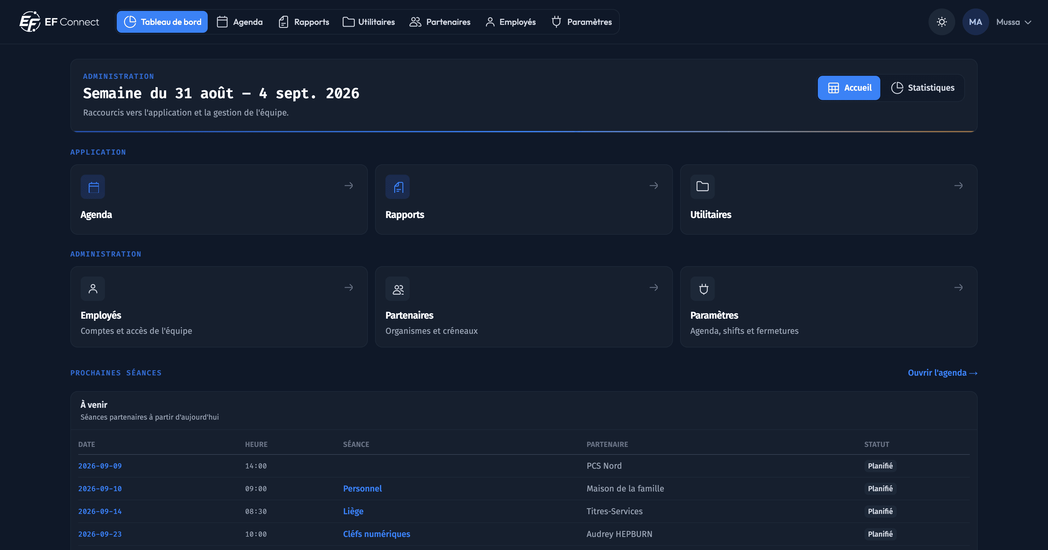 EF Connect screenshot